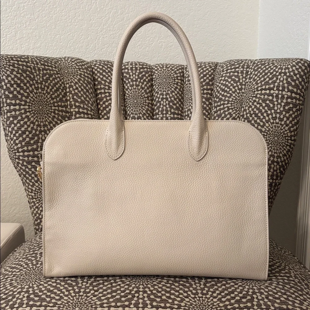 Claudia Firenze Off White Cream Leather XL Tote Bag - Picture 5 of 15